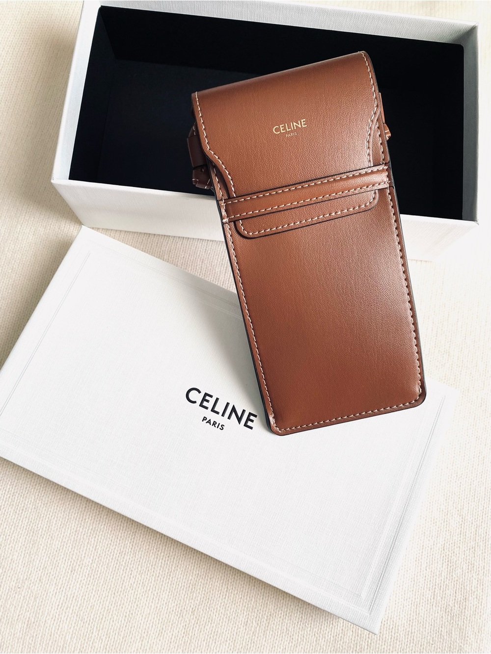 CELINE PHONE POUCH SUNGLASSES CASE CROSSBODY Brown